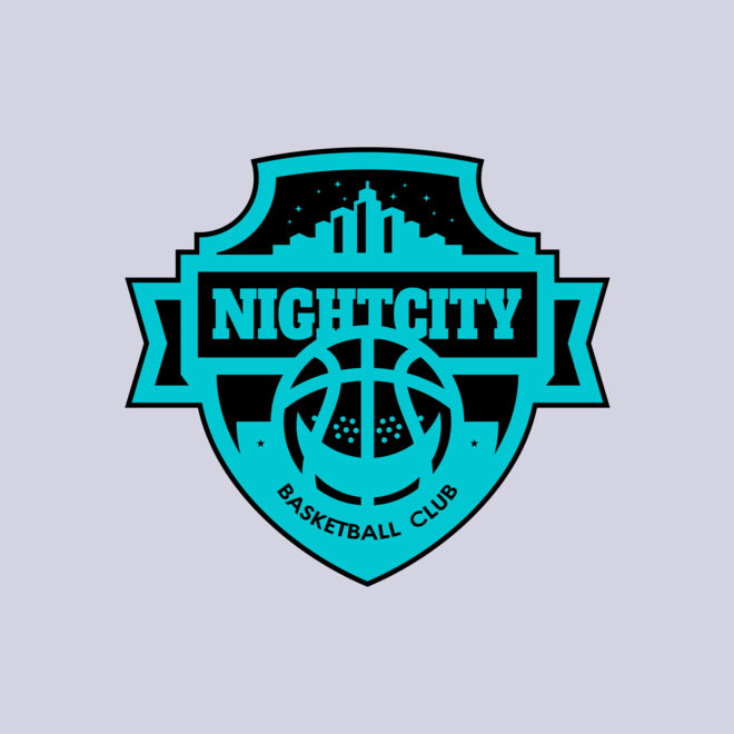 Night city Basketball club logo template Thumbnail